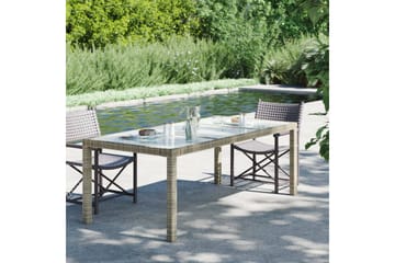 Hagebord 190x90x75 cm herdet glass og polyrotting beige - Beige - Hagemøbler - Hagebord - Spisebord ute