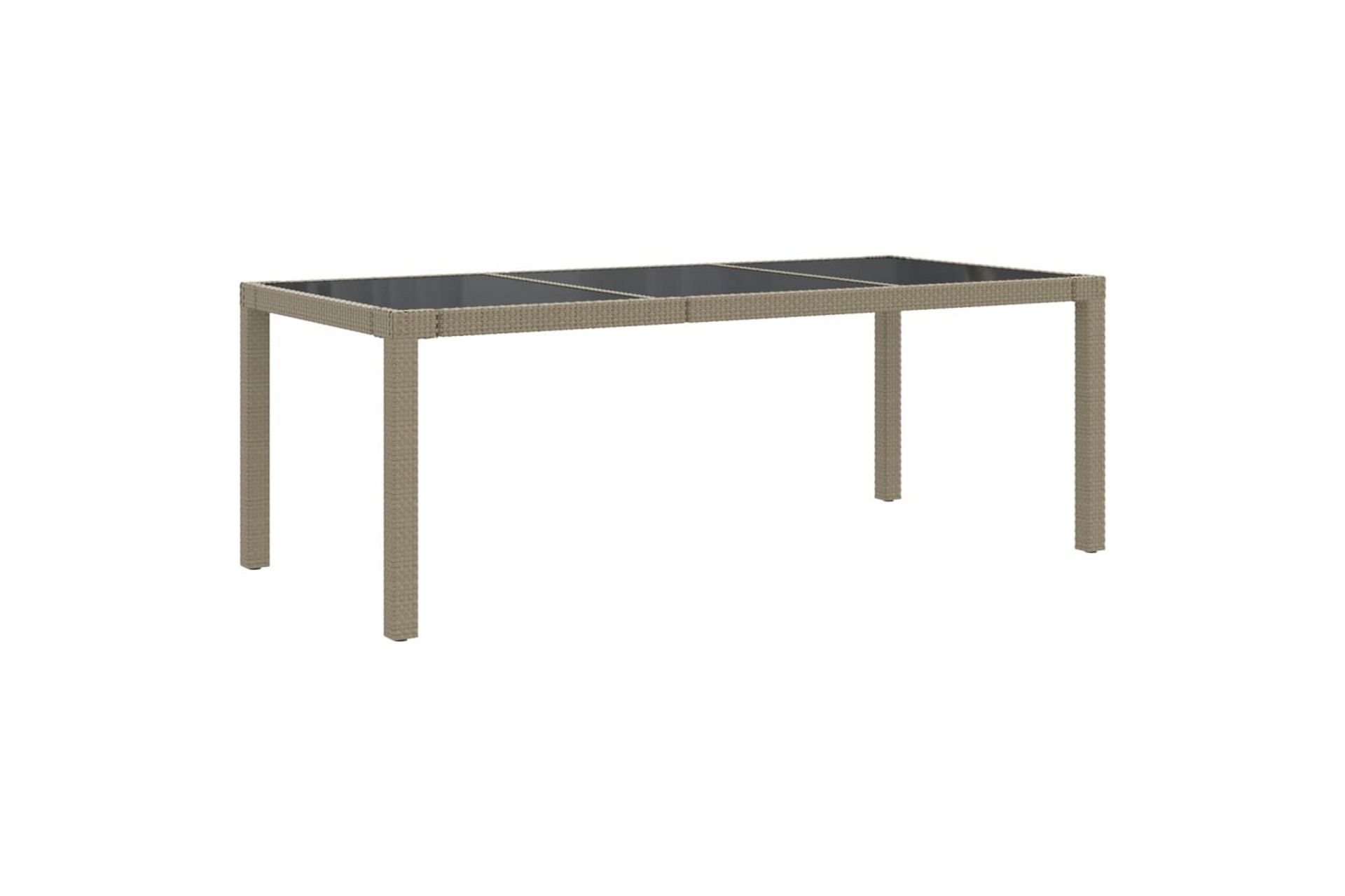 Hagebord 190x90x75 cm herdet glass og polyrotting beige - Beige - Hagemøbler - Hagebord - Spisebord ute