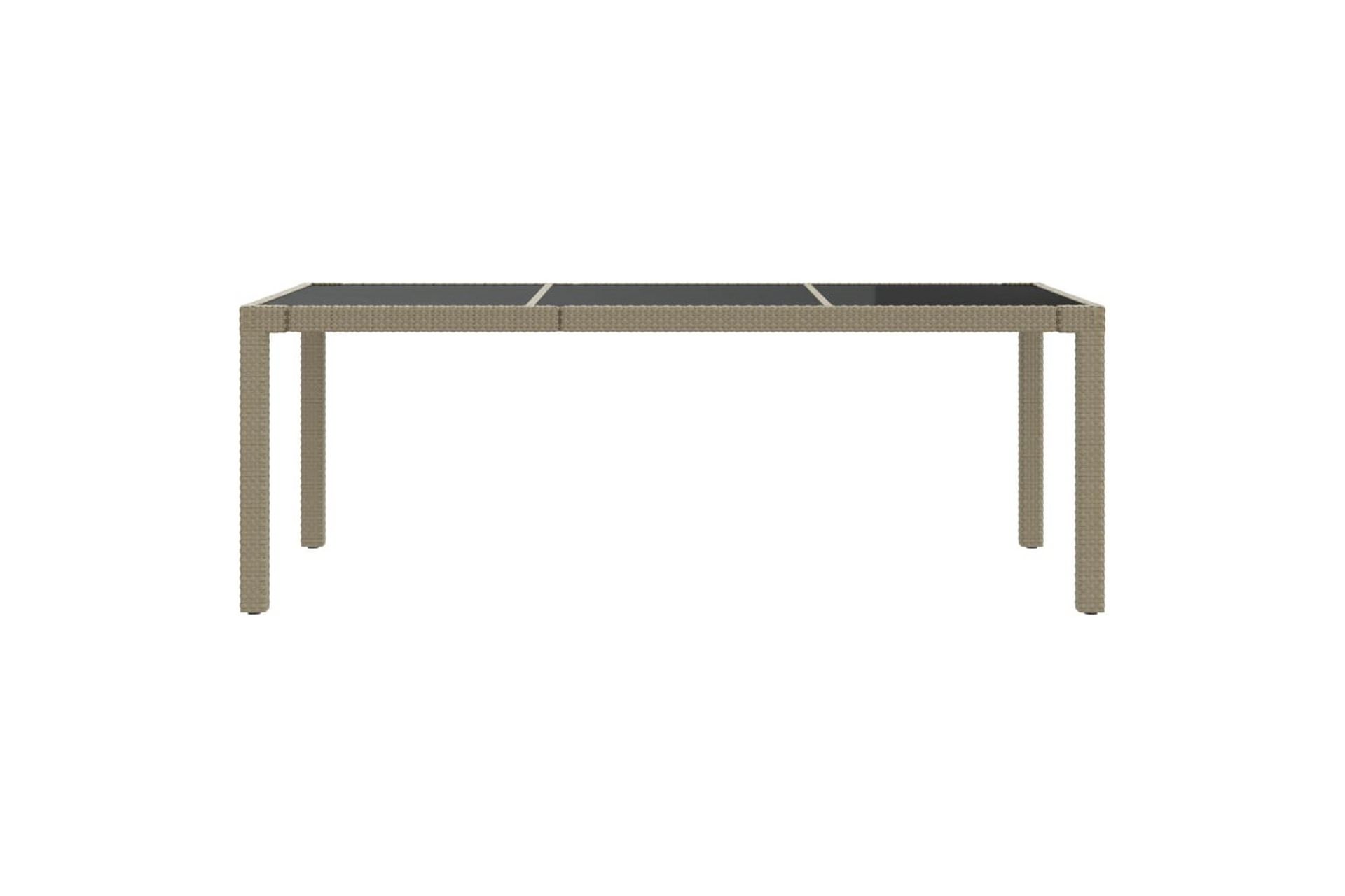 Hagebord 190x90x75 cm herdet glass og polyrotting beige - Beige - Hagemøbler - Hagebord - Spisebord ute