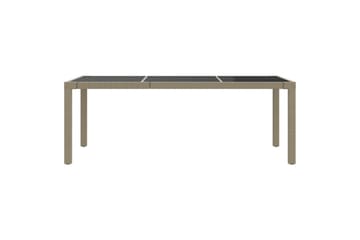 Hagebord 190x90x75 cm herdet glass og polyrotting beige - Beige - Hagemøbler - Hagebord - Spisebord ute