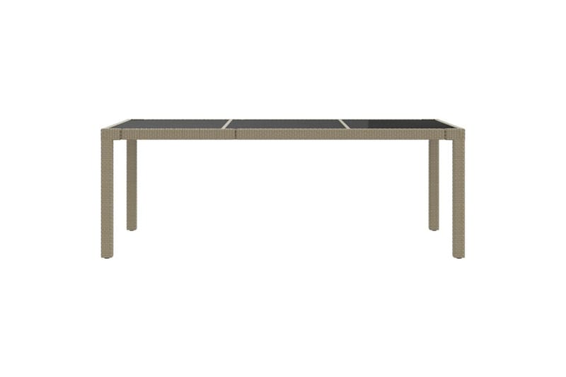 Hagebord 190x90x75 cm herdet glass og polyrotting beige - Beige - Hagemøbler - Hagebord - Spisebord ute