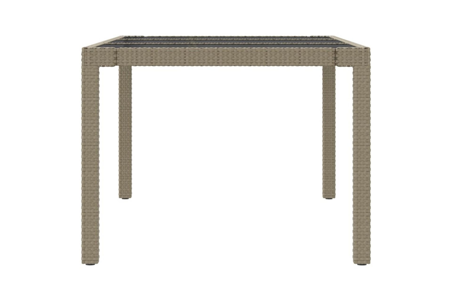 Hagebord 190x90x75 cm herdet glass og polyrotting beige - Beige - Hagemøbler - Hagebord - Spisebord ute