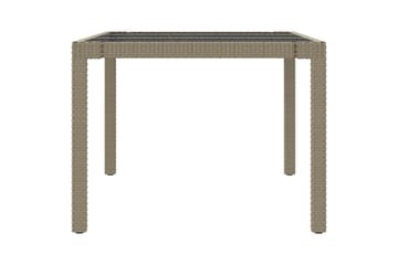 Hagebord 190x90x75 cm herdet glass og polyrotting beige - Beige - Hagemøbler - Hagebord - Spisebord ute