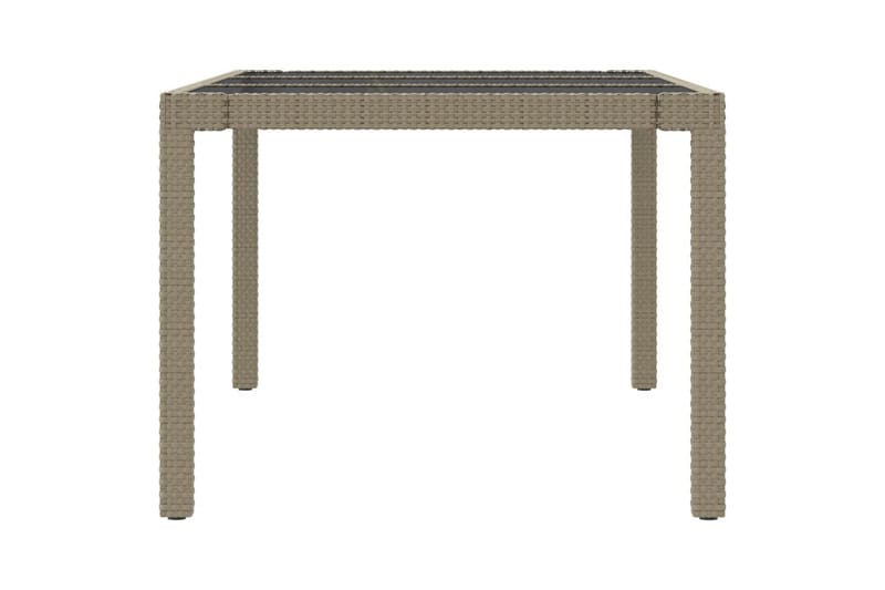 Hagebord 190x90x75 cm herdet glass og polyrotting beige - Beige - Hagemøbler - Hagebord - Spisebord ute