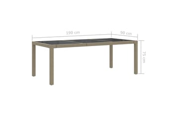 Hagebord 190x90x75 cm herdet glass og polyrotting beige - Beige - Hagemøbler - Hagebord - Spisebord ute