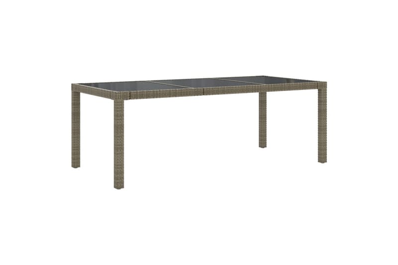 Hagebord 190x90x75 cm herdet glass og polyrotting grå - Grå - Hagemøbler - Hagebord - Spisebord ute