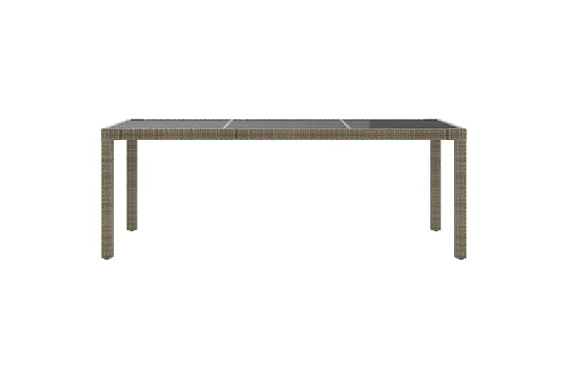 Hagebord 190x90x75 cm herdet glass og polyrotting grå - Grå - Hagemøbler - Hagebord - Spisebord ute
