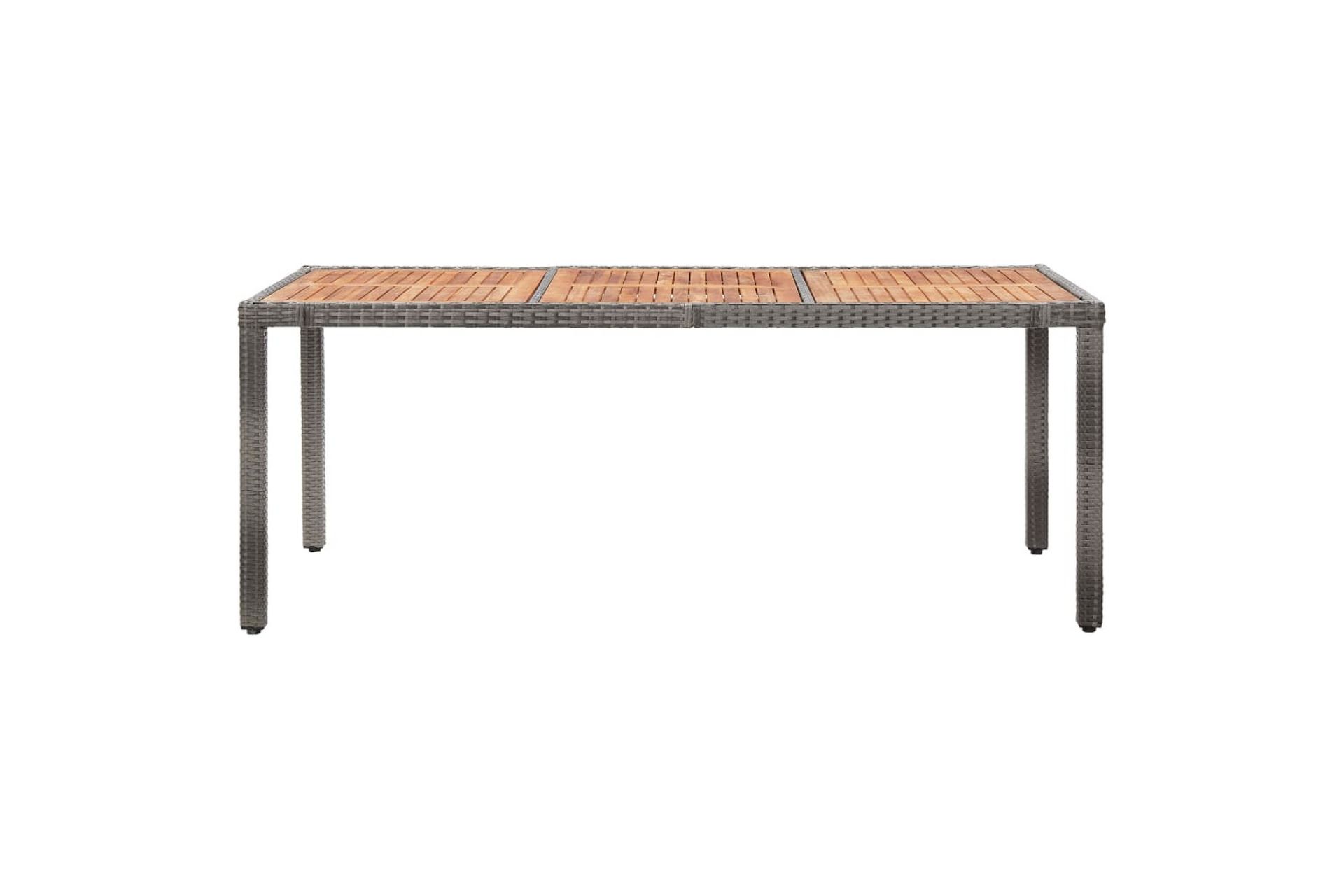 Hagebord 190x90x75 cm polyrotting og akasie grå - Grå - Hagemøbler - Hagebord - Spisebord ute