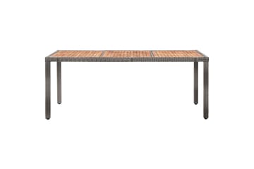 Hagebord 190x90x75 cm polyrotting og akasie grå - Grå - Hagemøbler - Hagebord - Spisebord ute
