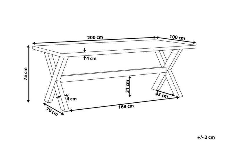 Hagebord 200 x 100 cm hvit OLBIA - hvit - Hagemøbler - Hagebord - Spisebord ute