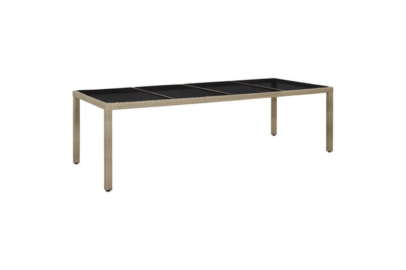 Hagebord 250x100x75 cm herdet glass og polyrotting beige - Beige - Hagemøbler - Hagebord - Spisebord ute