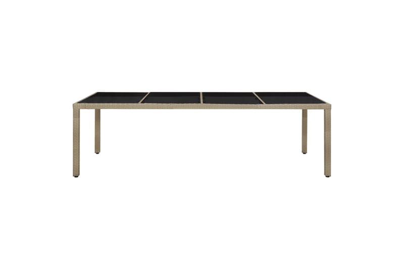 Hagebord 250x100x75 cm herdet glass og polyrotting beige - Beige - Hagemøbler - Hagebord - Spisebord ute