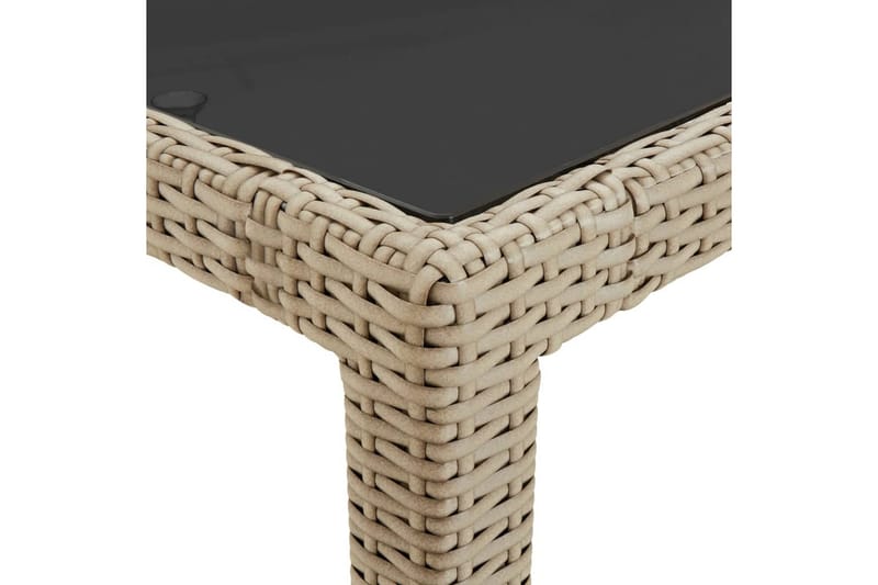 Hagebord 250x100x75 cm herdet glass og polyrotting beige - Beige - Hagemøbler - Hagebord - Spisebord ute
