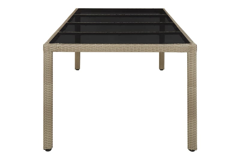 Hagebord 250x100x75 cm herdet glass og polyrotting beige - Beige - Hagemøbler - Hagebord - Spisebord ute