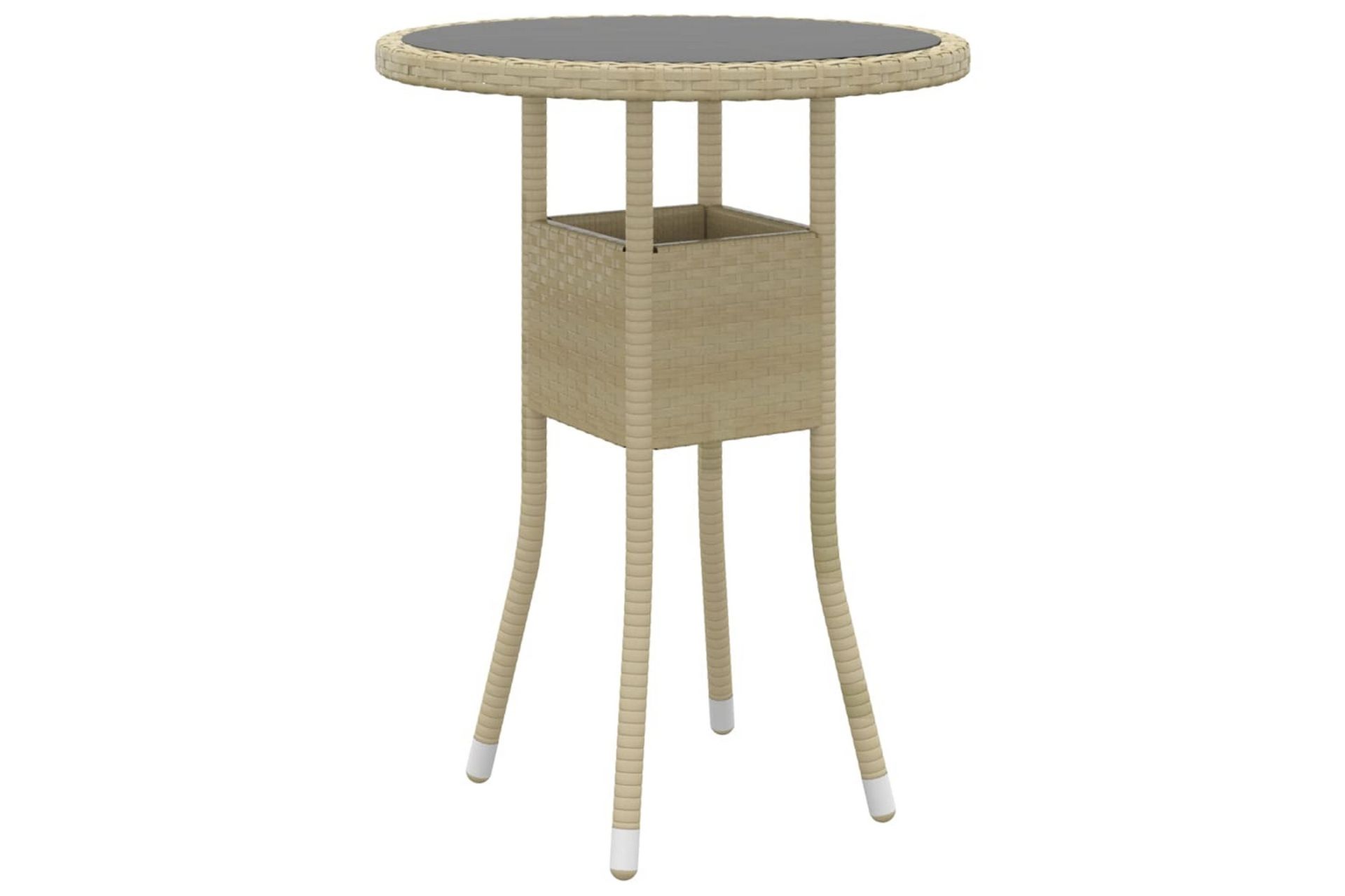 Hagebord 60x75 cm herdet glass og polyrotting beige - Beige - Hagemøbler - Hagebord - Spisebord ute