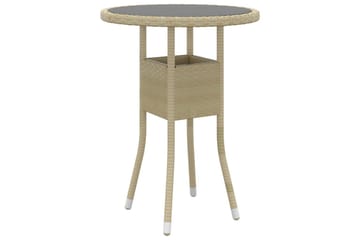 Hagebord 60x75 cm herdet glass og polyrotting beige - Beige - Hagemøbler - Hagebord - Spisebord ute