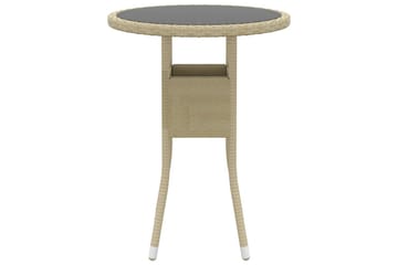 Hagebord 60x75 cm herdet glass og polyrotting beige - Beige - Hagemøbler - Hagebord - Spisebord ute