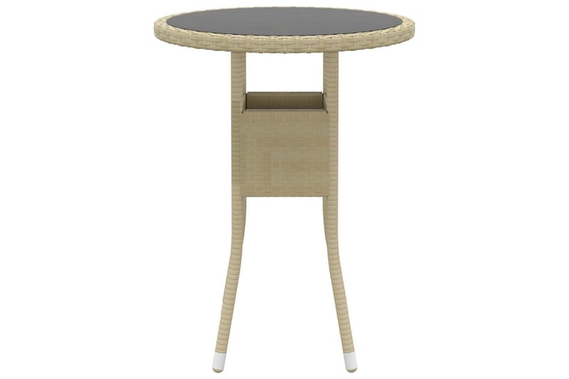 Hagebord 60x75 cm herdet glass og polyrotting beige - Beige - Hagemøbler - Hagebord - Spisebord ute