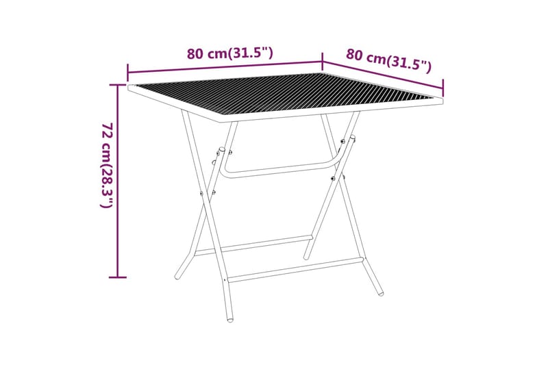 Hagebord 80x80x72 cm strekkmetall netting antrasitt - Antrasittgrå - Spisebord ute