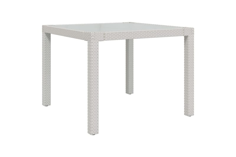 Hagebord 90x90x75 cm herdet glass og polyrotting hvit - Hvit - Hagemøbler - Hagebord - Spisebord ute