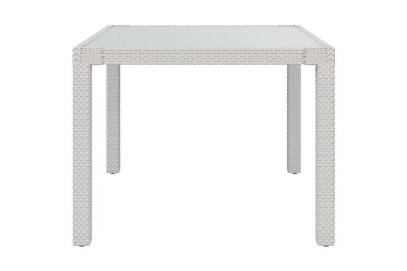 Hagebord 90x90x75 cm herdet glass og polyrotting hvit - Hvit - Hagemøbler - Hagebord - Spisebord ute