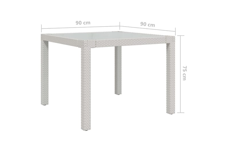 Hagebord 90x90x75 cm herdet glass og polyrotting hvit - Hvit - Hagemøbler - Hagebord - Spisebord ute