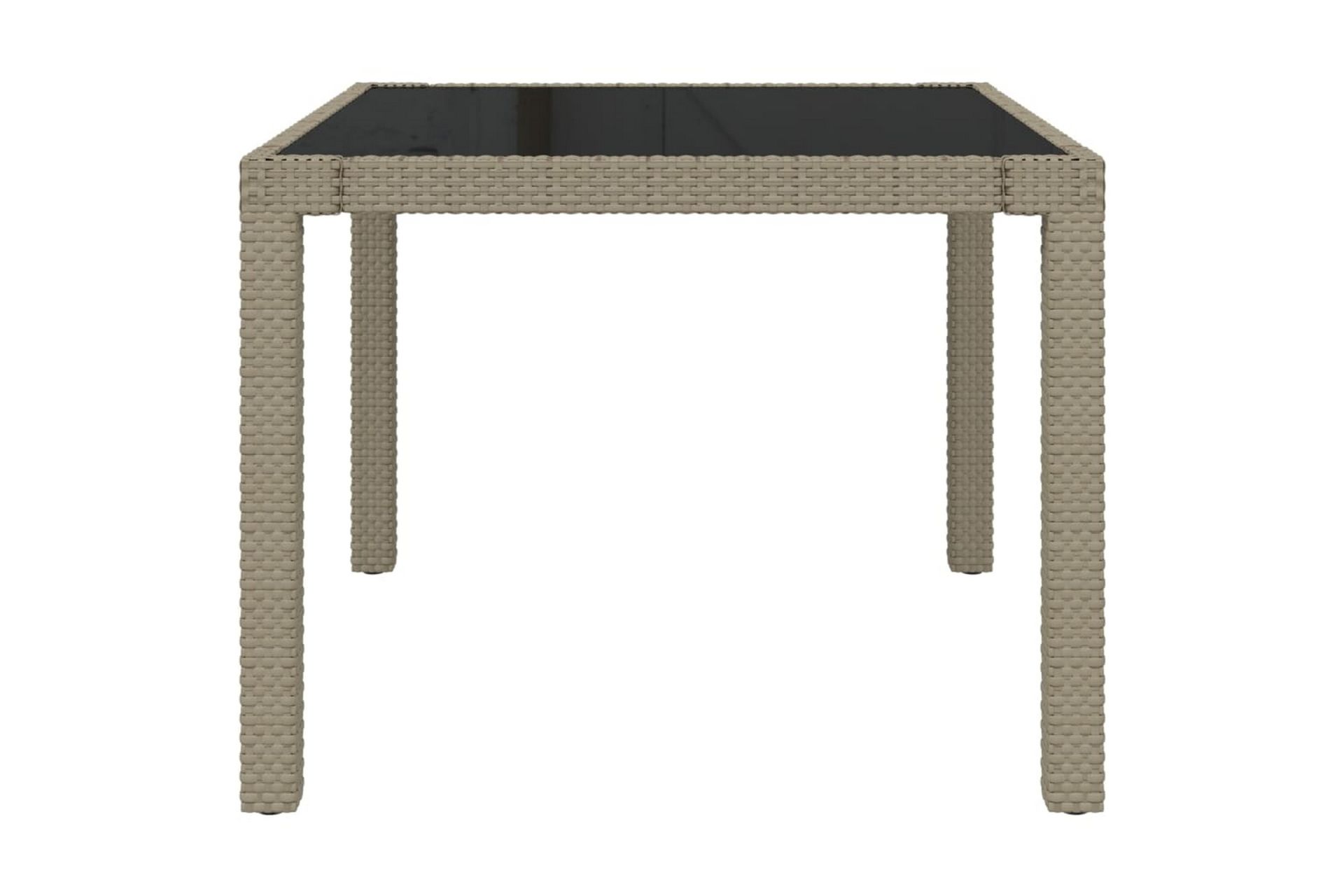 Hagebord 90x90x75 cm herdet glass og polyrotting beige - Beige - Hagemøbler - Hagebord - Spisebord ute