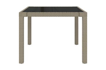 Hagebord 90x90x75 cm herdet glass og polyrotting beige - Beige - Hagemøbler - Hagebord - Spisebord ute