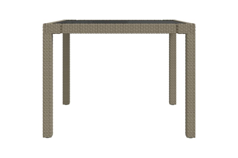 Hagebord 90x90x75 cm herdet glass og polyrotting beige - Beige - Hagemøbler - Hagebord - Spisebord ute