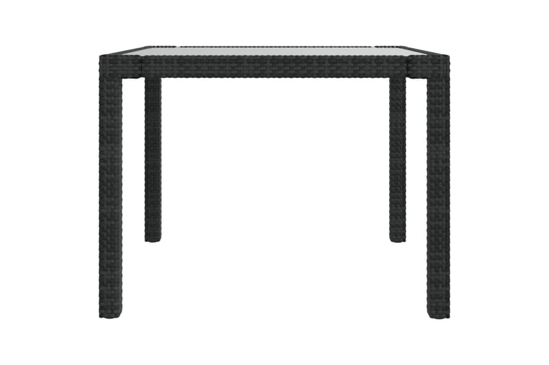 Hagebord 90x90x75 cm herdet glass og polyrotting svart - Svart - Hagemøbler - Hagebord - Spisebord ute