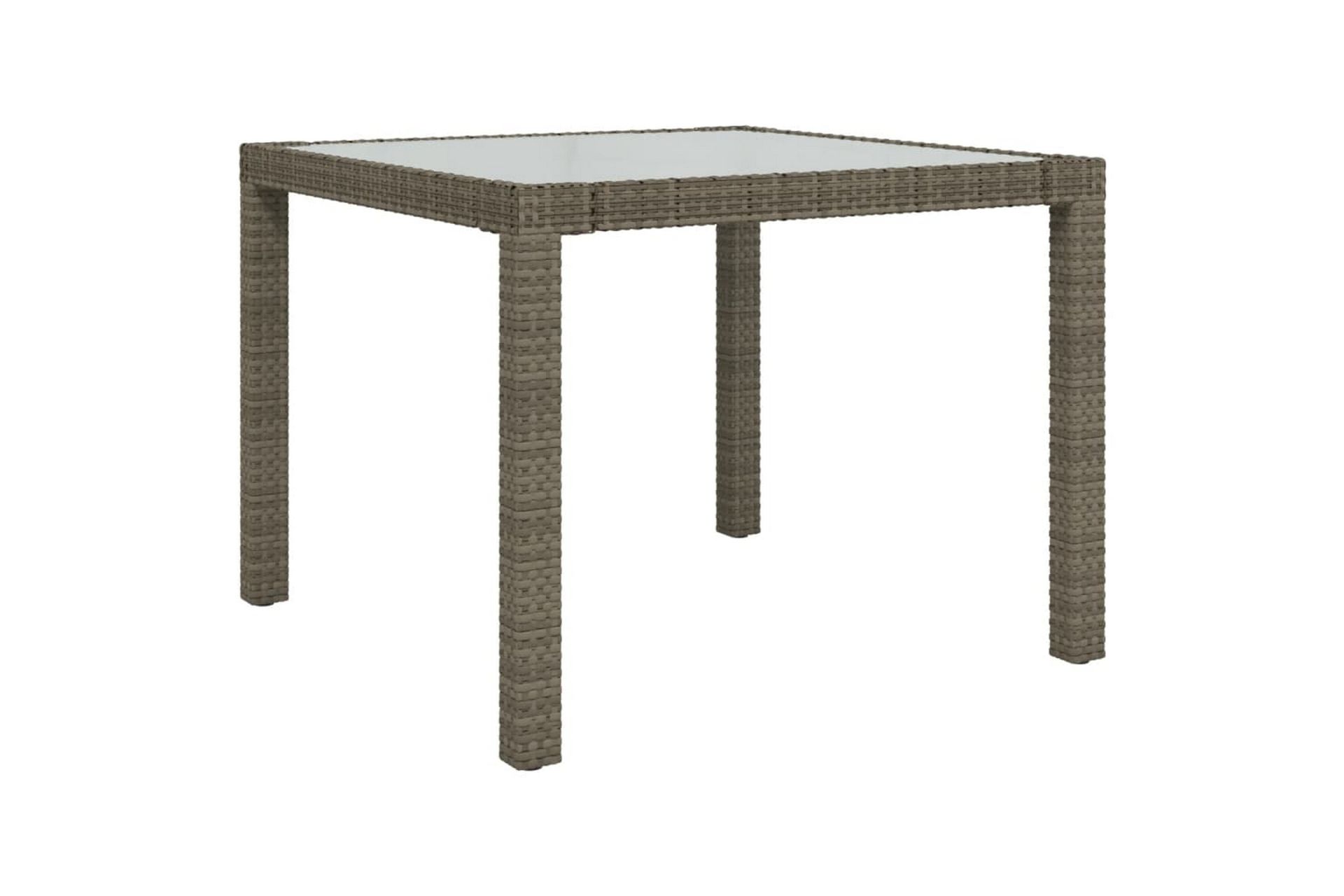 Hagebord 90x90x75 cm herdet glass og polyrotting grå - Grå - Hagemøbler - Hagebord - Spisebord ute