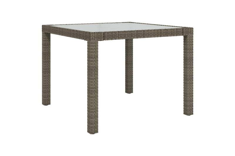 Hagebord 90x90x75 cm herdet glass og polyrotting grå - Grå - Hagemøbler - Hagebord - Spisebord ute