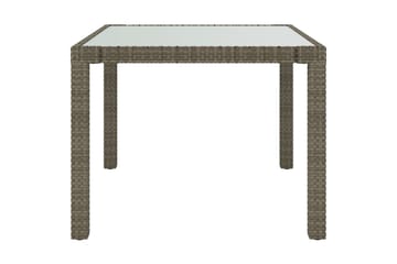 Hagebord 90x90x75 cm herdet glass og polyrotting grå - Grå - Hagemøbler - Hagebord - Spisebord ute