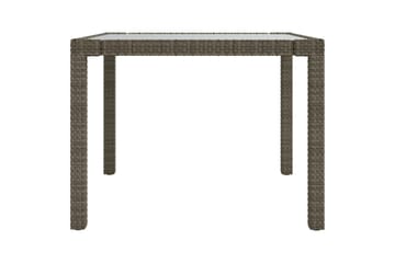 Hagebord 90x90x75 cm herdet glass og polyrotting grå - Grå - Hagemøbler - Hagebord - Spisebord ute