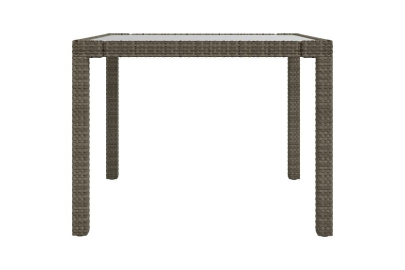 Hagebord 90x90x75 cm herdet glass og polyrotting grå - Grå - Hagemøbler - Hagebord - Spisebord ute