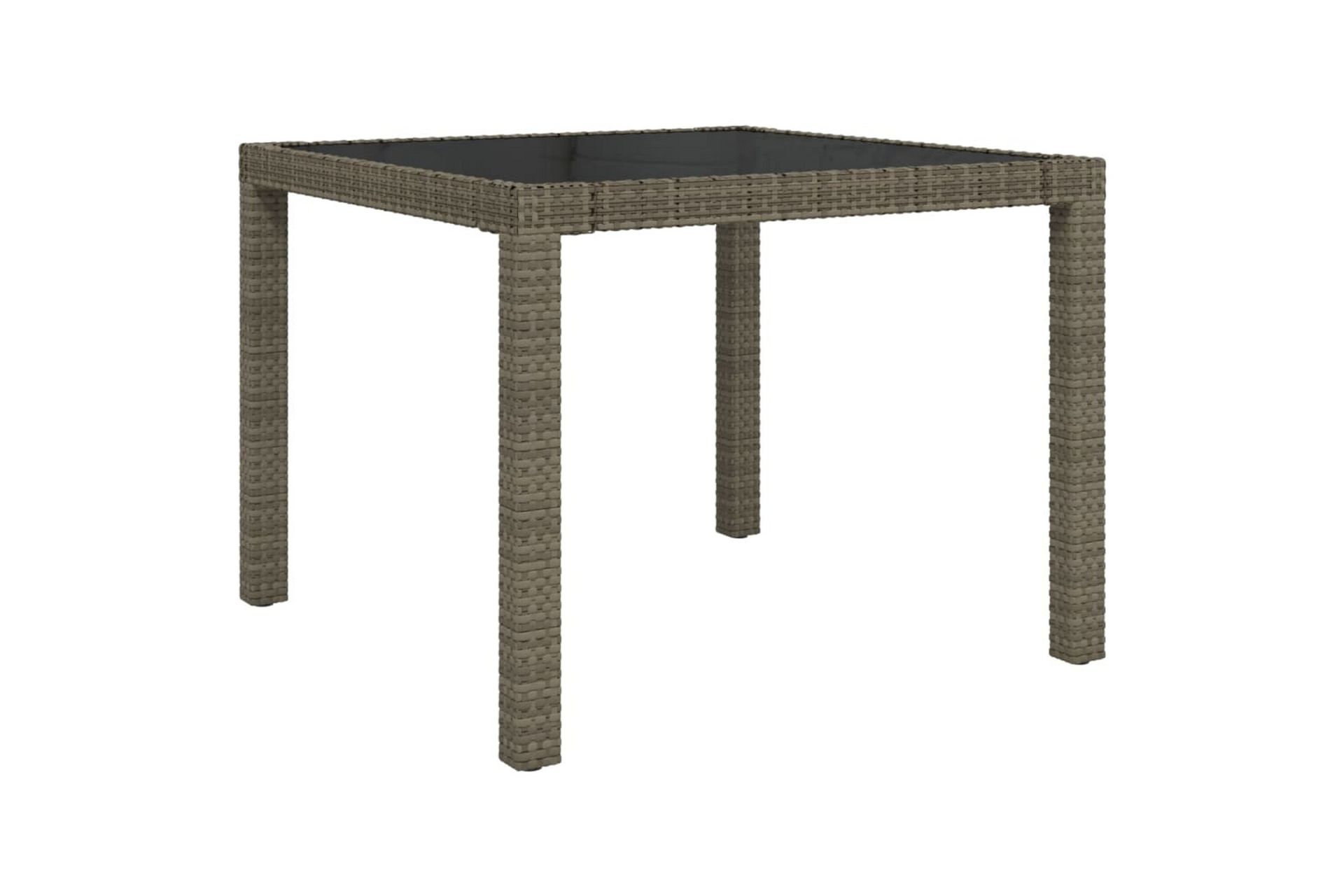 Hagebord 90x90x75 cm herdet glass og polyrotting grå - Grå - Hagemøbler - Hagebord - Spisebord ute