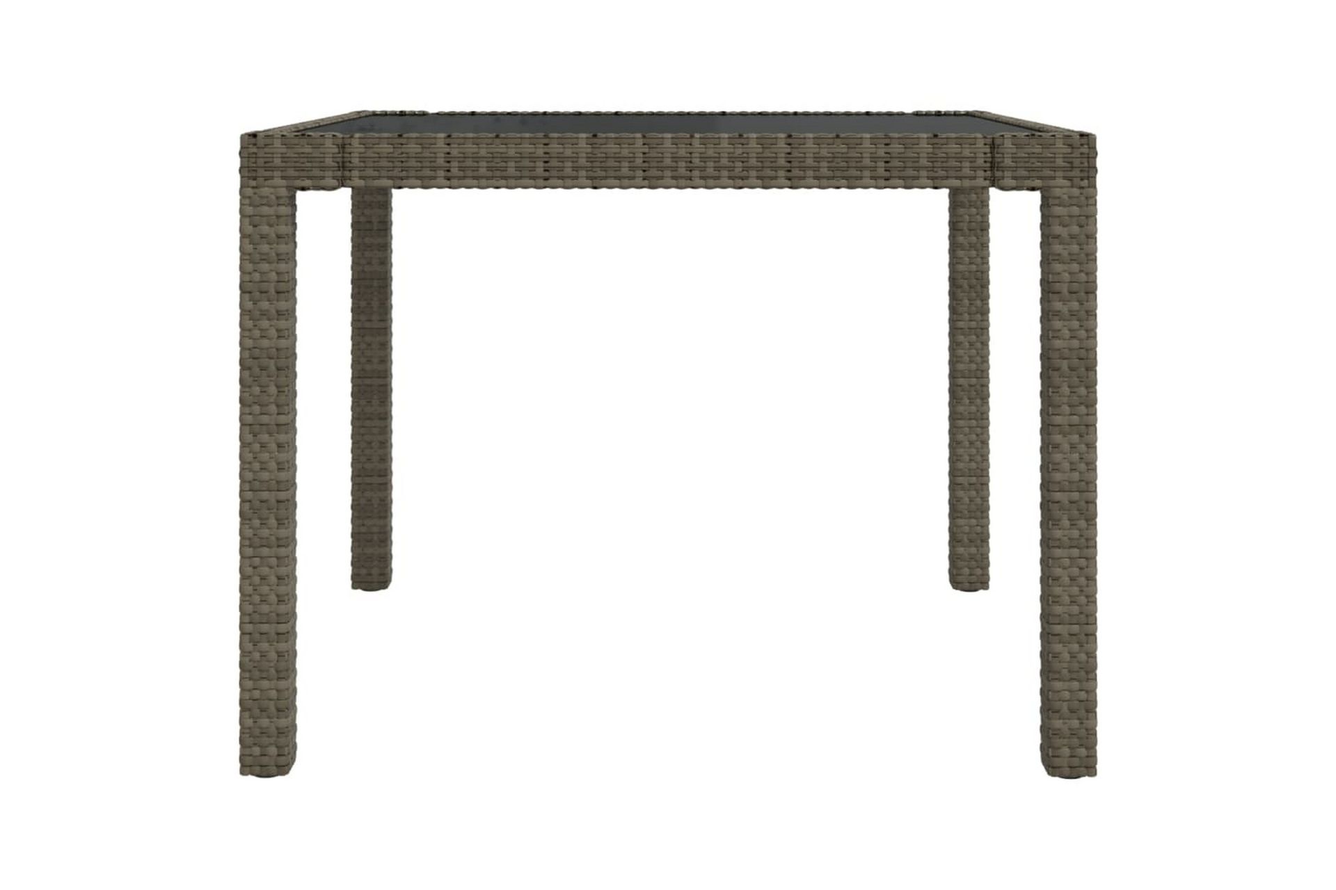 Hagebord 90x90x75 cm herdet glass og polyrotting grå - Grå - Hagemøbler - Hagebord - Spisebord ute