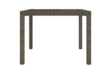Hagebord 90x90x75 cm herdet glass og polyrotting grå - Grå - Hagemøbler - Hagebord - Spisebord ute