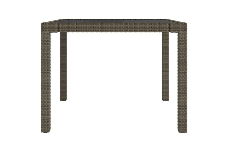 Hagebord 90x90x75 cm herdet glass og polyrotting grå - Grå - Hagemøbler - Hagebord - Spisebord ute