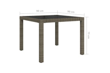 Hagebord 90x90x75 cm herdet glass og polyrotting grå - Grå - Hagemøbler - Hagebord - Spisebord ute