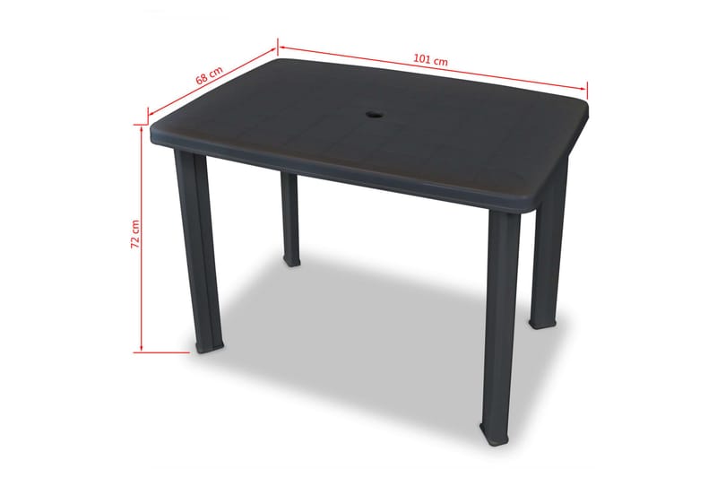 Hagebord antrasitt 101x68x72 cm plast - Antrasitt - Hagemøbler - Hagebord - Spisebord ute