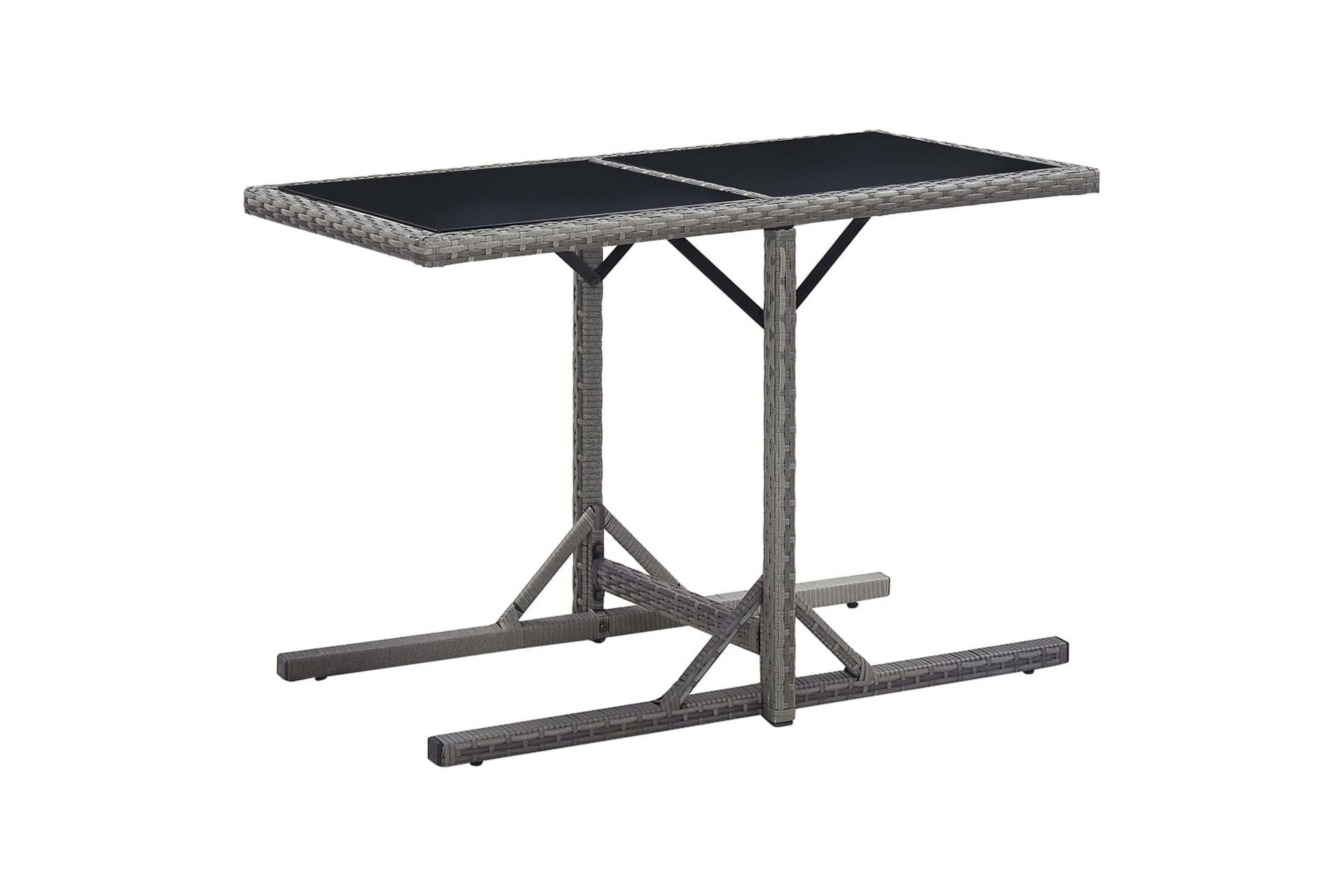 Hagebord antrasitt 110x53x72 cm glass & polyrotting - Hagemøbler - Hagebord - Spisebord ute