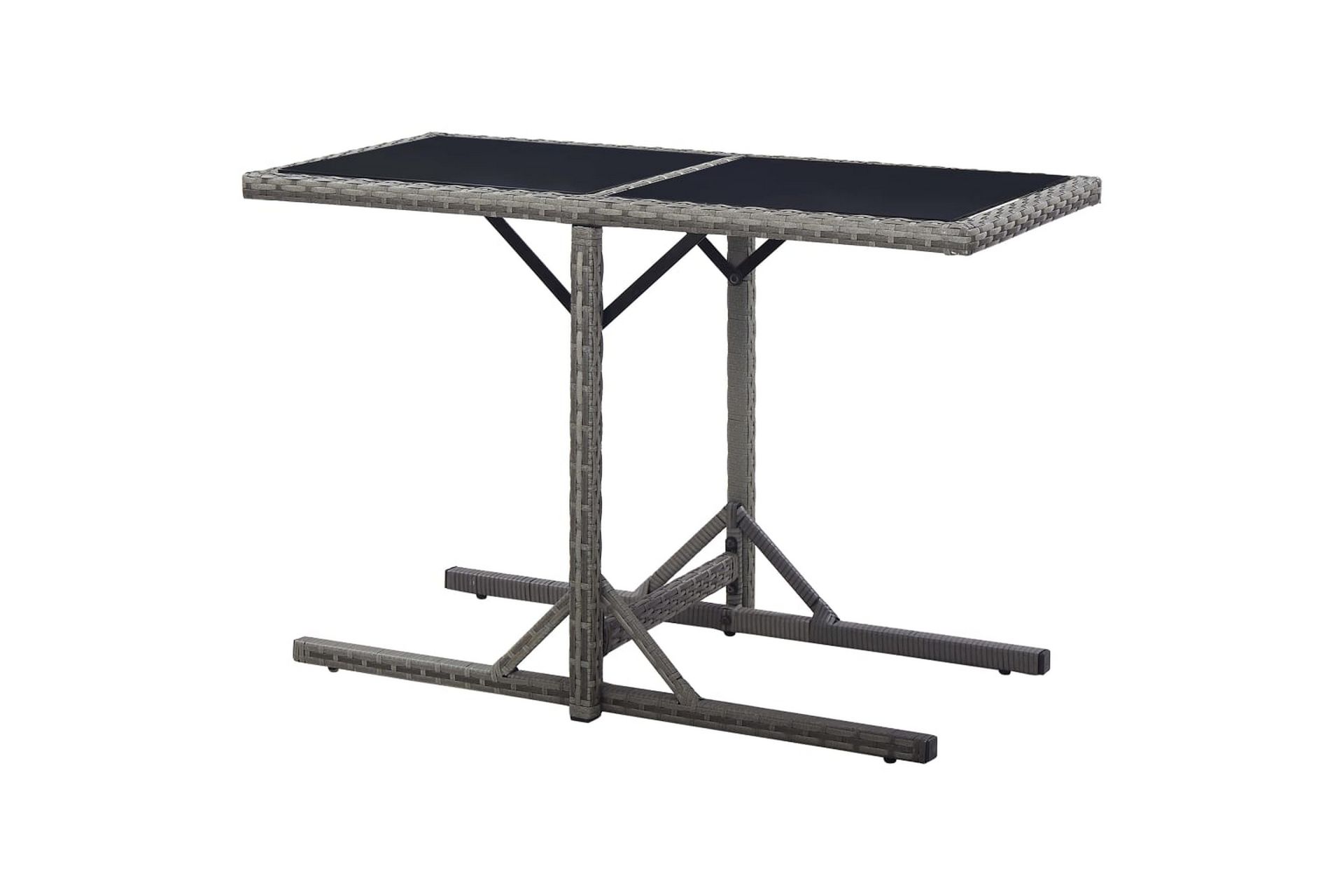 Hagebord antrasitt 110x53x72 cm glass & polyrotting - Hagemøbler - Hagebord - Spisebord ute