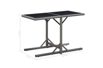 Hagebord antrasitt 110x53x72 cm glass & polyrotting - Hagemøbler - Hagebord - Spisebord ute