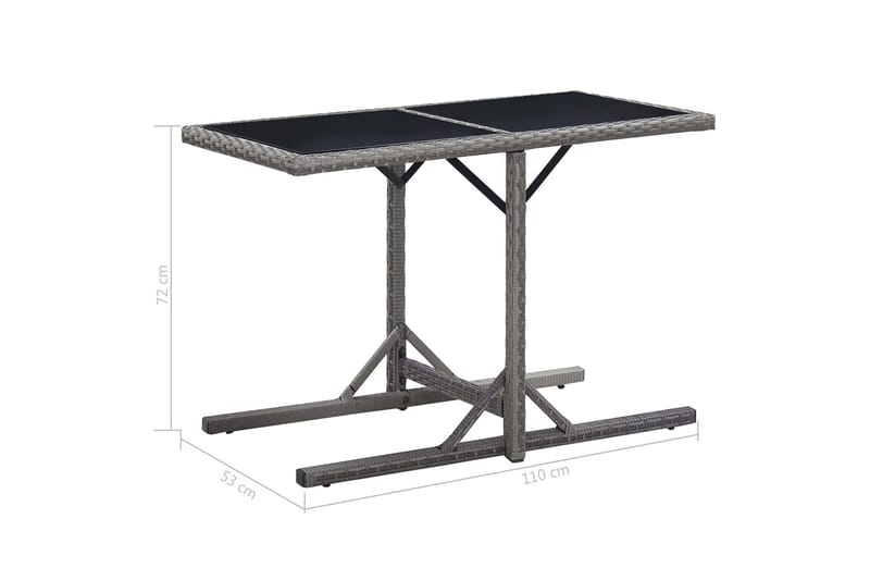 Hagebord antrasitt 110x53x72 cm glass & polyrotting - Hagemøbler - Hagebord - Spisebord ute