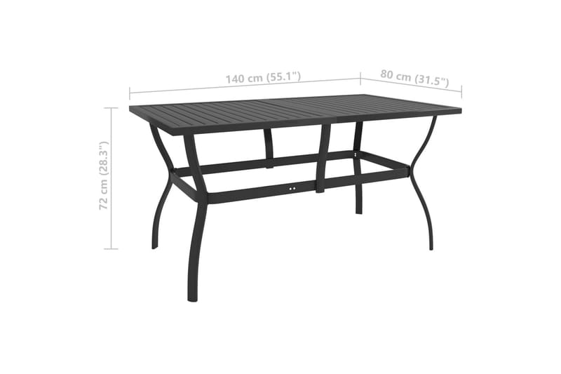 Hagebord antrasitt 140x80x72 cm stål - Antrasittgrå - Hagemøbler - Hagebord - Spisebord ute