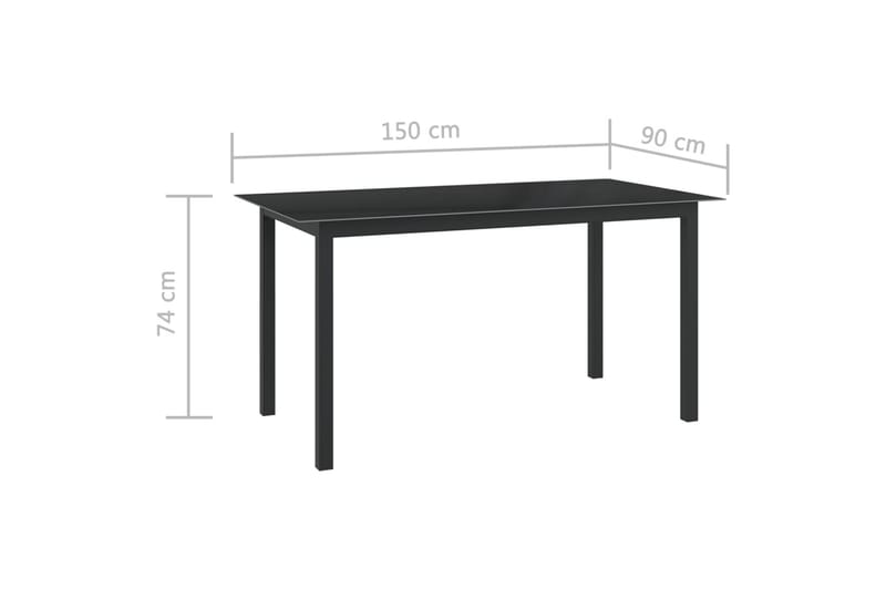 Hagebord antrasitt 150x90x74 cm aluminium og glass - Antrasittgrå - Hagemøbler - Hagebord - Spisebord ute