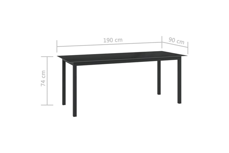 Hagebord antrasitt 190x90x74 cm aluminium og glass - Antrasittgrå - Hagemøbler - Hagebord - Spisebord ute