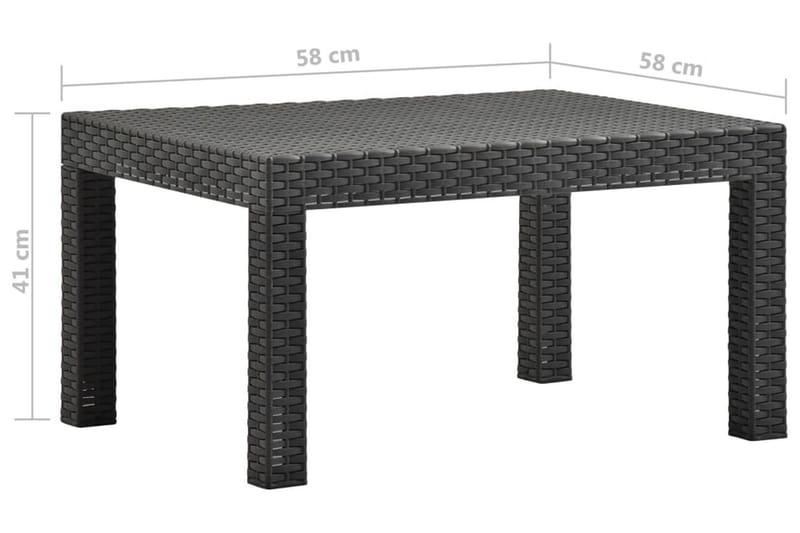 Hagebord antrasitt 58x58x41 cm PP - Antrasittgrå - Spisebord ute