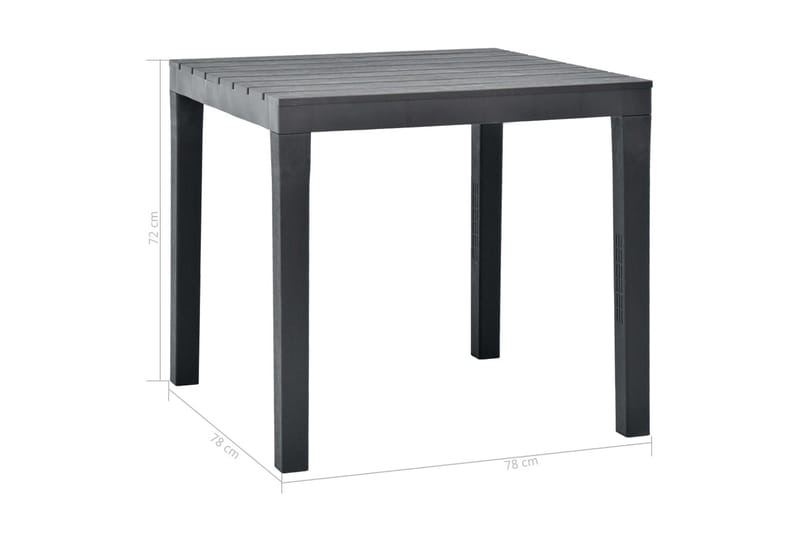 Hagebord antrasitt 78x78x72 cm plast - Grå - Hagemøbler - Hagebord - Spisebord ute